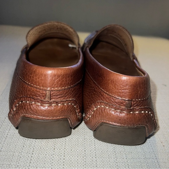 1901 Brown Pebble Grain Leather Driving Moccasins Size 8.5M - Picture 4 of 11